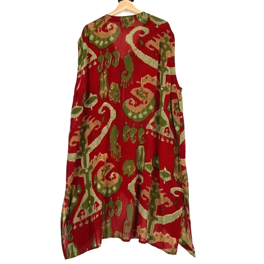 Vintage Tan-Chho Womens Sleeveless Tunic Duster Dress Artsy Boho Hippie‎ Resort